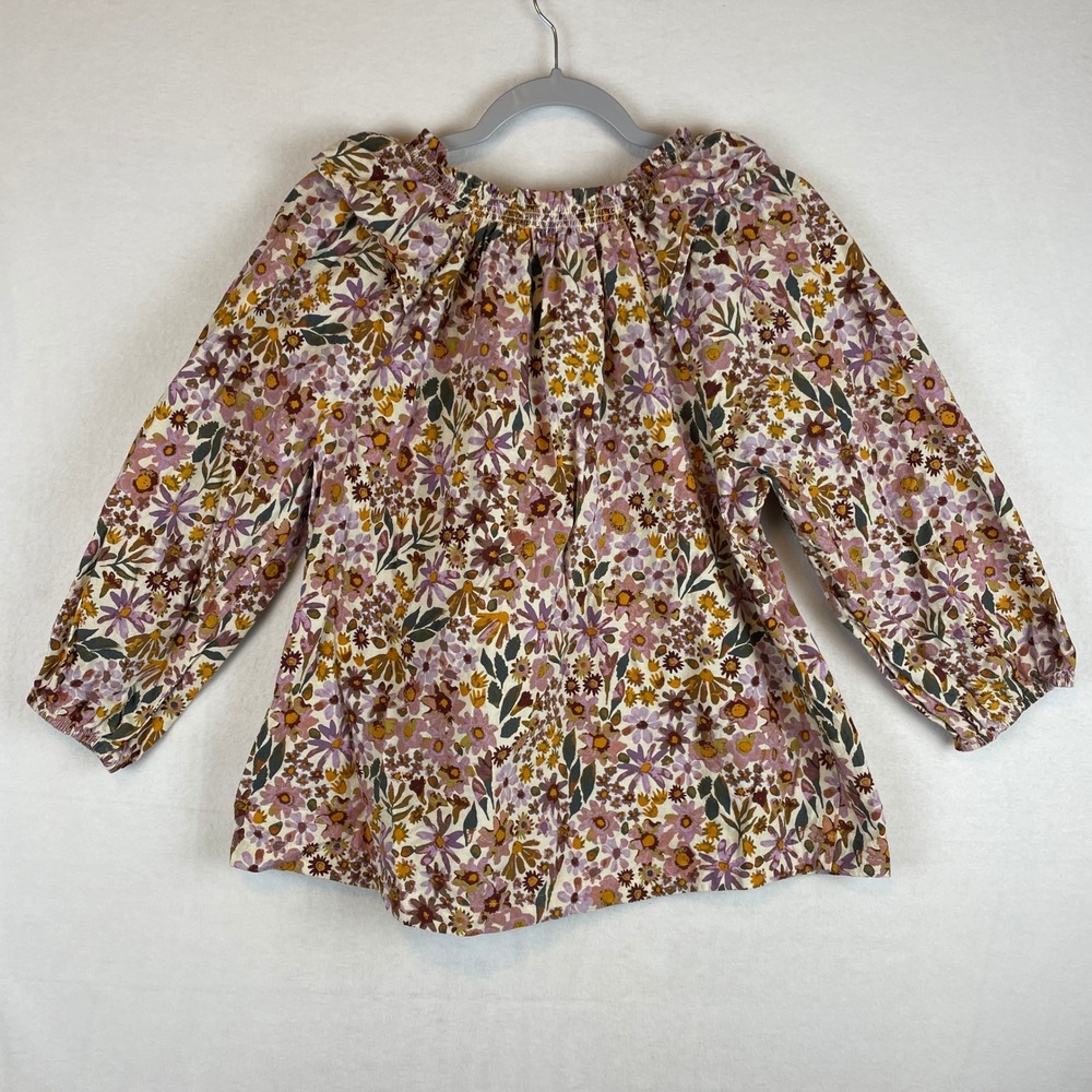Sonoma Goods For Life Womens Floral Ruffle Smocked Peasant Blouse Purple Large - Picture 2 of 8